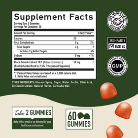 Étiquette de la bouteille de gummies de cimicifuga SMNutrition