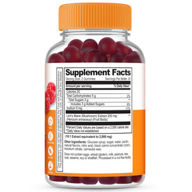 Étiquette de la bouteille de gummies Lion's Mane Lifeable avec ingrédients listés