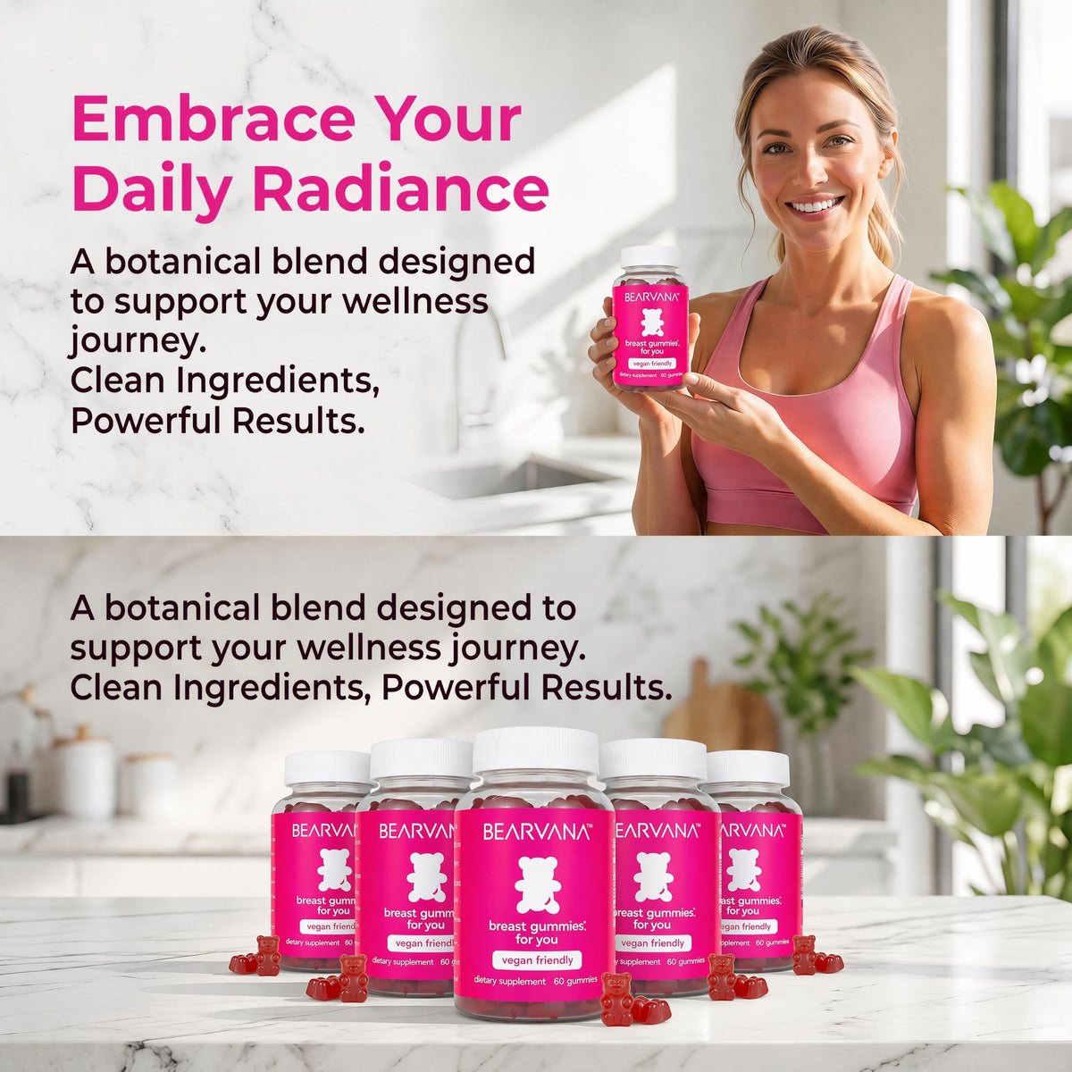 Étiquette de la bouteille de gummies multivitamines BEARVANA
