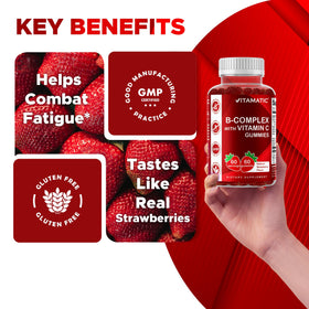 Étiquette de la bouteille de gummies Vitamatic B-Complex