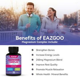 Étiquette de la bouteille de magnésium EAZGOO avec informations nutritionnelles