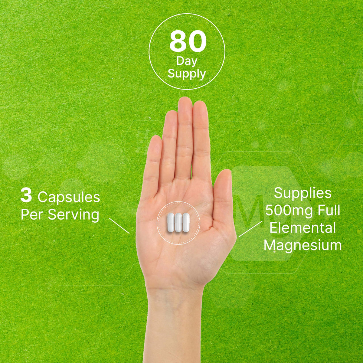 Étiquette de la bouteille de magnésium glycinate DEAL SUPPLEMENT, informations nutritionnelles