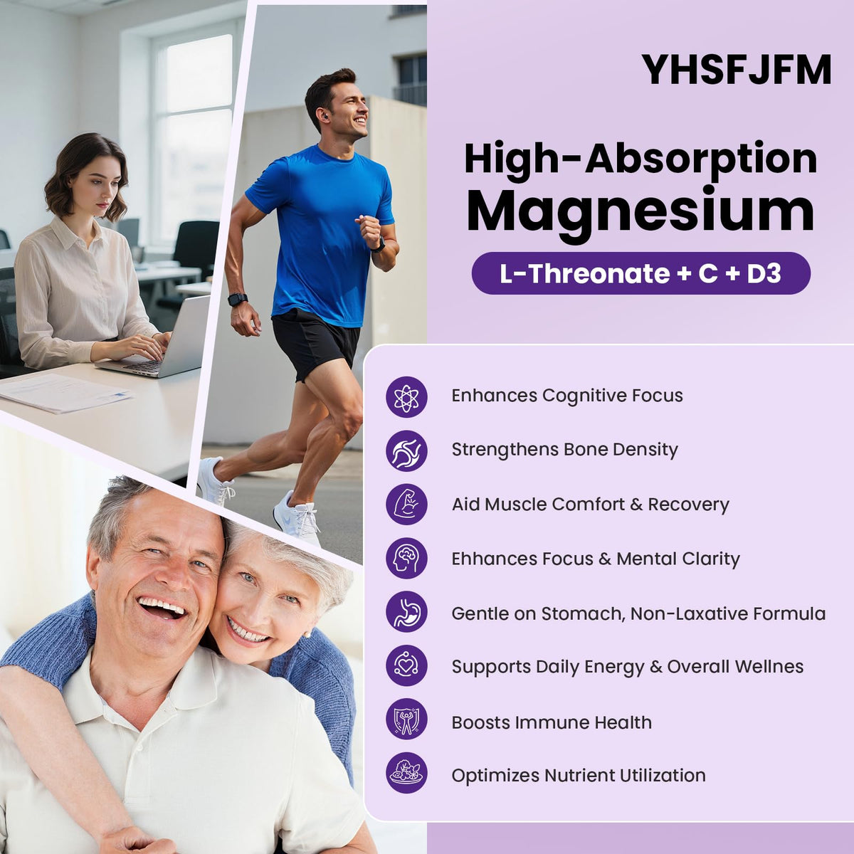 Étiquette de la bouteille de magnésium L-Thréonate YHSFJFM