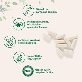 Étiquette de la bouteille de Micro Ingredients Complexe Carnosine Zinc 10-en-1