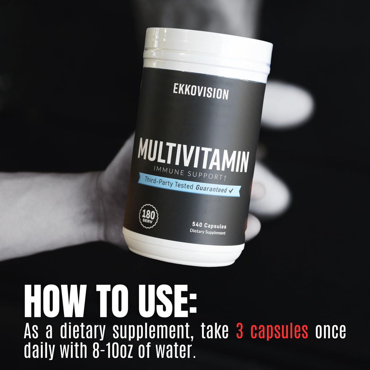 Étiquette de la bouteille de Multivitamine Ekkovision
