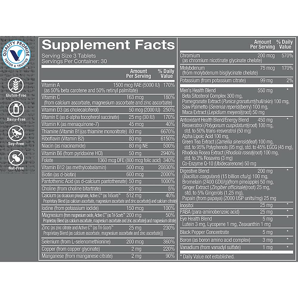 Étiquette de la bouteille de Multivitamine Ultime Homme