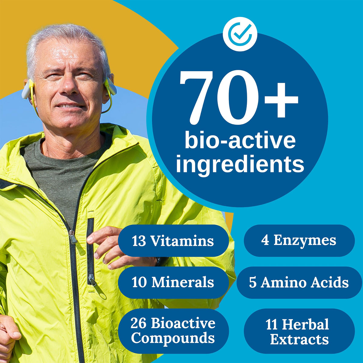 Étiquette de la bouteille de multivitamine Xtendlife montrant les ingrédients