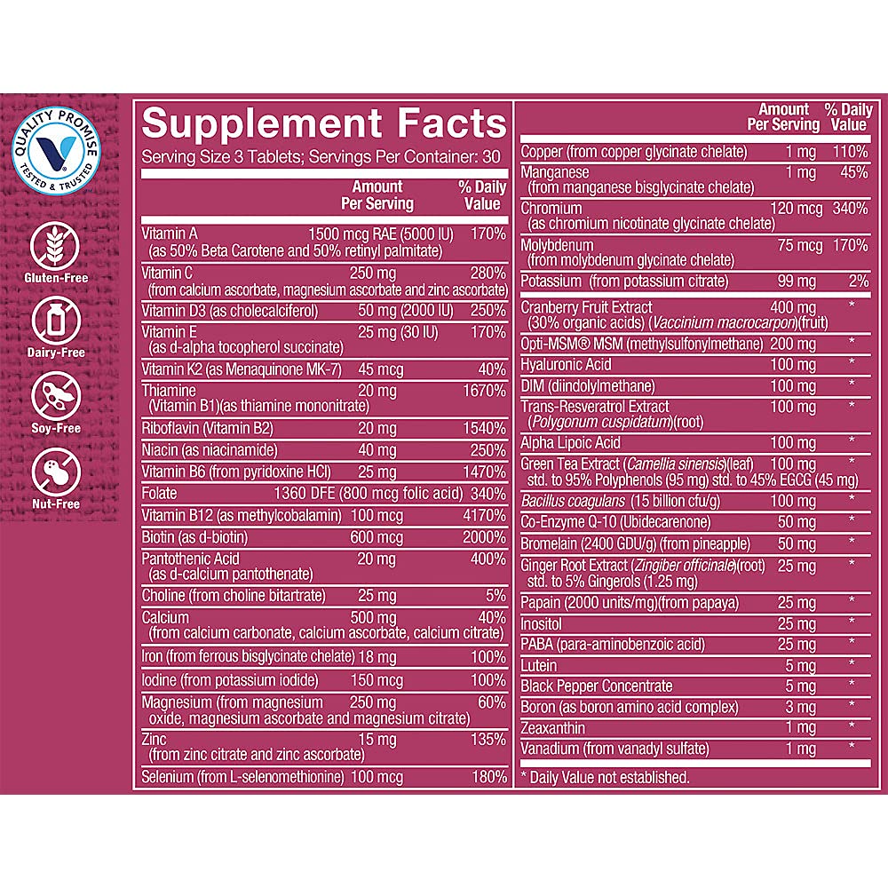 Étiquette de la bouteille de Multivitamines Gold Femme The Vitamin Shoppe