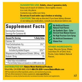 Étiquette de la bouteille de Nature Made Magnésium Citrate 200 mg