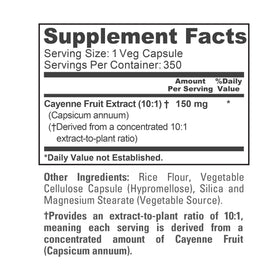 Étiquette de la bouteille de Piment de Cayenne NusaPure 350 capsules