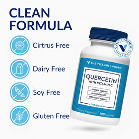 Étiquette de la bouteille de Quercetin + C sans agrumes, The Vitamin Shoppe