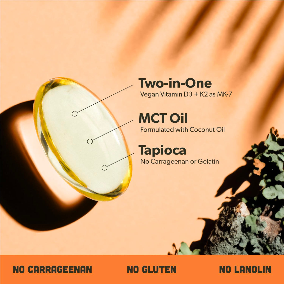Étiquette de la bouteille de sapling Vitamine D3 + K2
