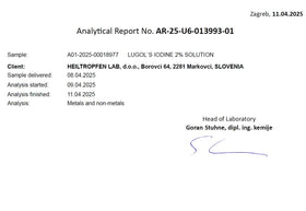 Étiquette de la bouteille de solution de Lugol 2% Heiltropfen