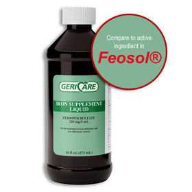 Étiquette de la bouteille GeriCare Fer Liquide 220mg