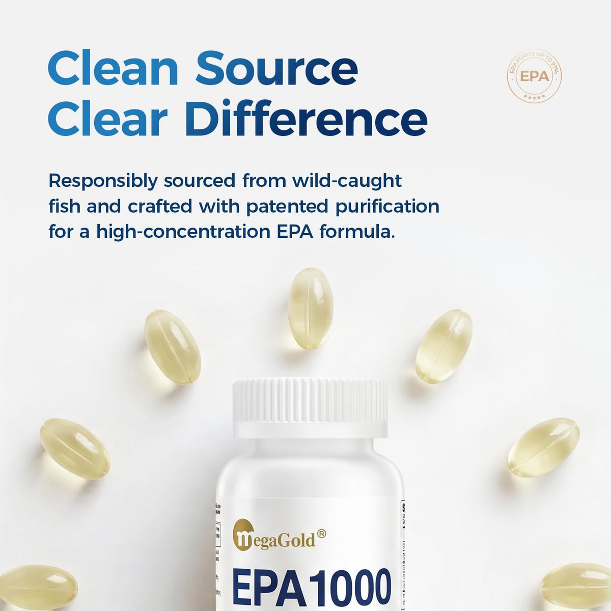 Étiquette de la bouteille MegaGold Huile de Poisson Omega 3