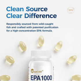 Étiquette de la bouteille MegaGold Huile de Poisson Omega 3