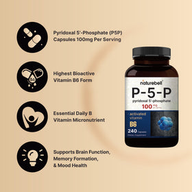 Étiquette de la bouteille NatureBell P5P Vitamine B6 100mg