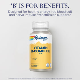 Étiquette de la bouteille SOLARAY Complexe de Vitamines B 50 mg