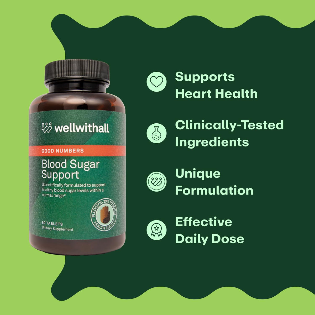 Étiquette de la bouteille WellWithAll Complément Alimentaire Métabolisme avec informations nutritionnelles