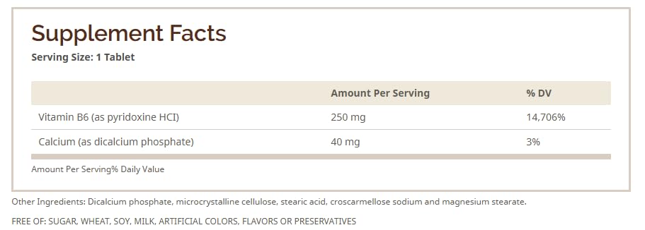 Étiquette de la bouteille Windmill Vitamine B-6 250 mg