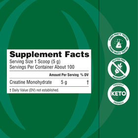 Étiquette de la créatine micronisée Organika 500g