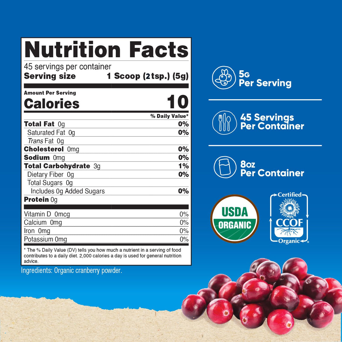 Étiquette de la Poudre de Canneberge Bio Nutricost