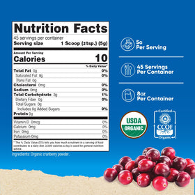 Étiquette de la Poudre de Canneberge Bio Nutricost