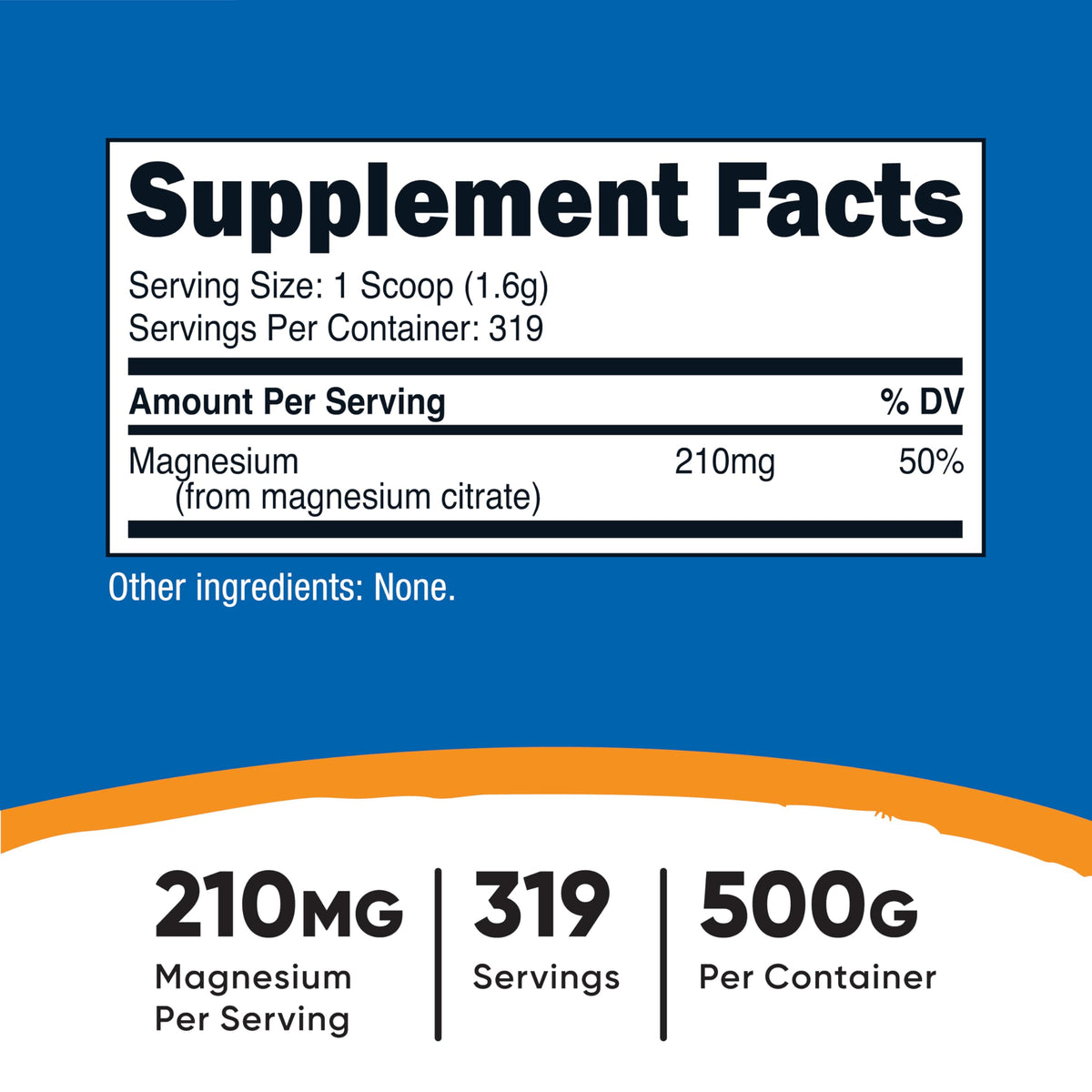 Étiquette de la poudre de citrate de magnésium Nutricost