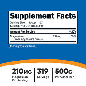 Étiquette de la poudre de citrate de magnésium Nutricost