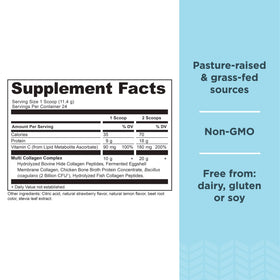 Étiquette de la poudre de collagène Ancient Nutrition avec ingrédients