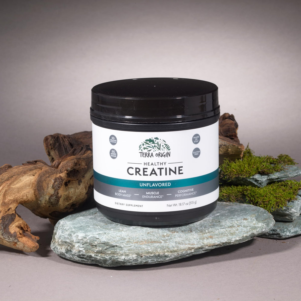 Étiquette de la poudre de créatine monohydrate TERRA ORIGIN
