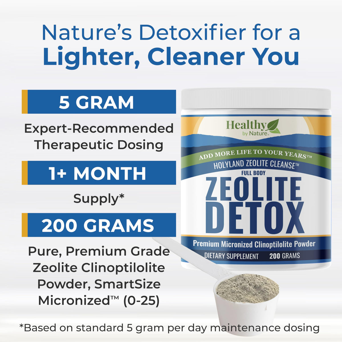 Étiquette de la Poudre Détox Zeolite Cleanse Healthy by Nature