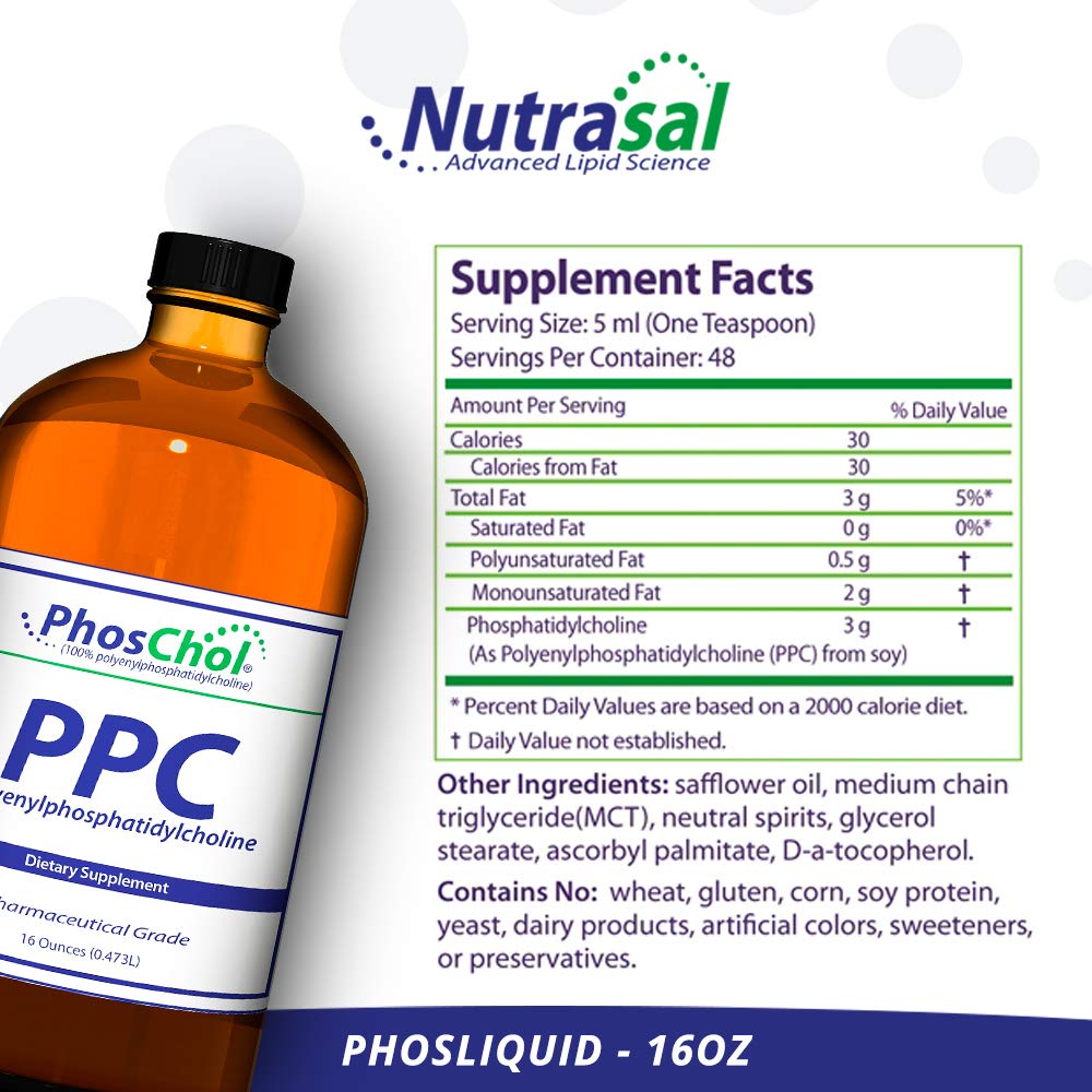 Étiquette de Nutrasal PhosChol PPC avec dosage et informations
