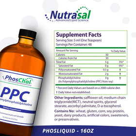 Étiquette de Nutrasal PhosChol PPC avec dosage et informations