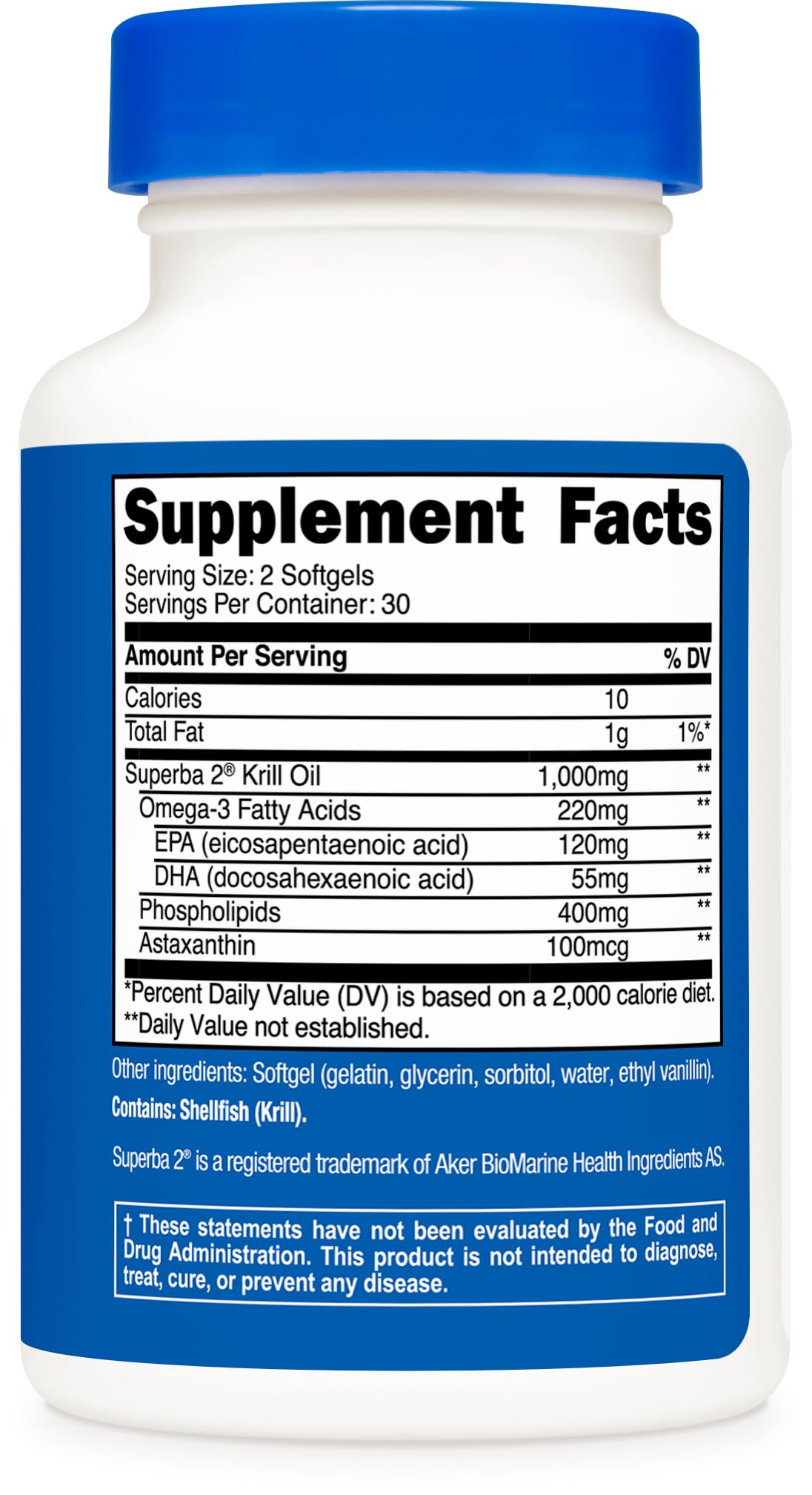Étiquette de Nutricost Huile de Krill 1000mg