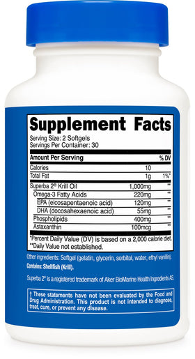 Étiquette de Nutricost Huile de Krill 1000mg