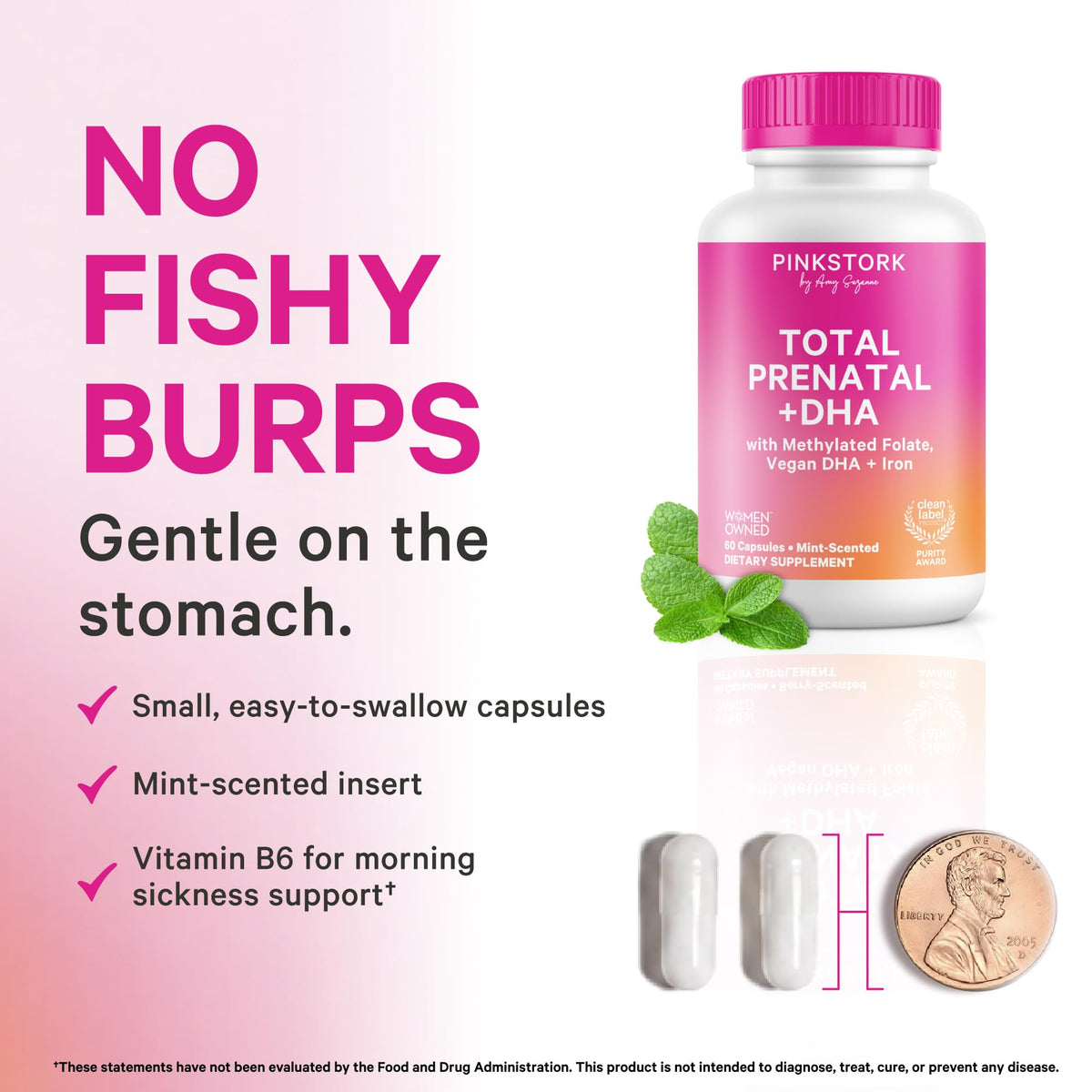 Étiquette de Pink Stork Total Prenatal + DHA avec ingrédients