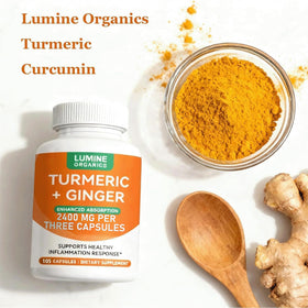 Étiquette de produit Lumine Organic Curcuma Curcumin 2400mg