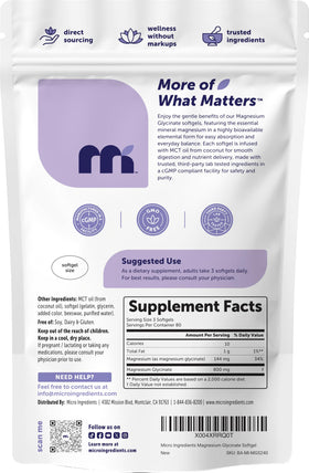Étiquette de produit Micro Ingredients Magnésium Glycinate