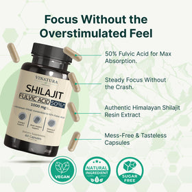 Étiquette de produit VINATURA Shilajit 1000mg