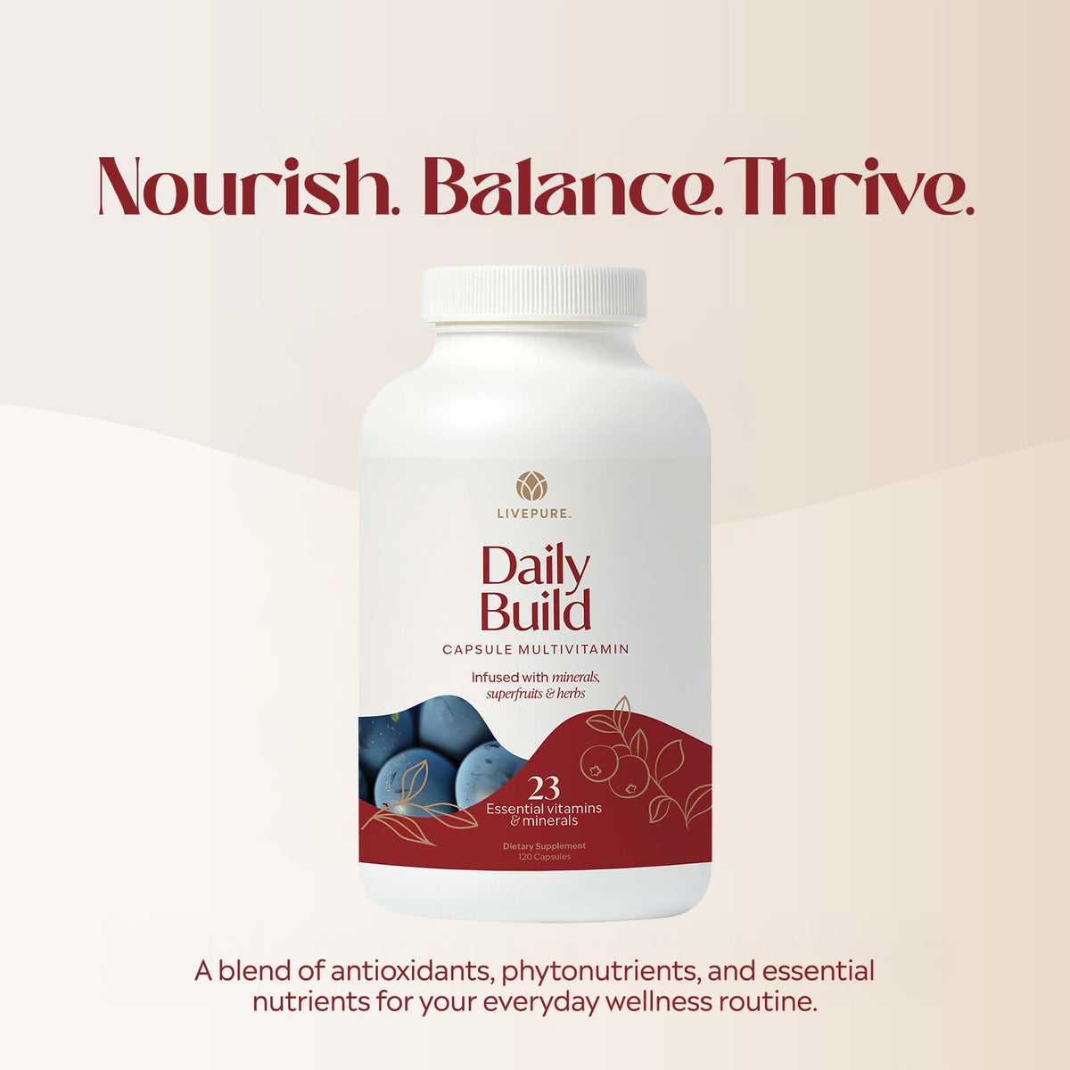 Étiquette de PURE Daily Build avec détails nutritionnels