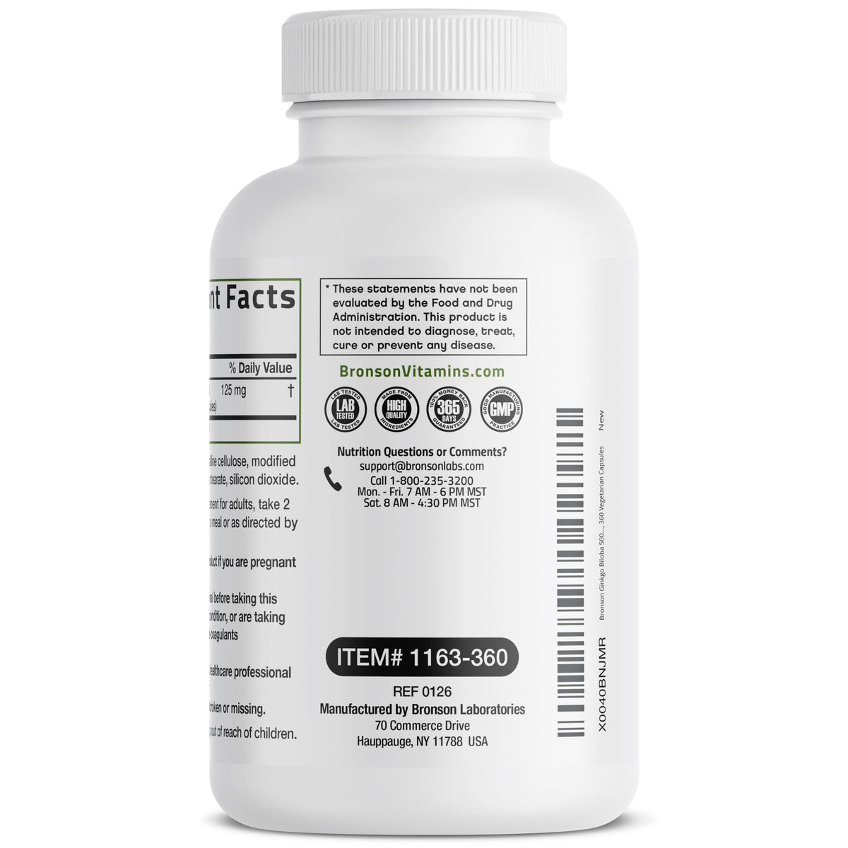 Étiquette de qualité de Bronson Ginkgo Biloba