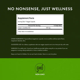 Étiquette de Swanson Acetyl-L-Carnitine 500 mg