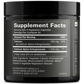 Étiquette de Toniiq Ca AKG 1500mg avec ingrédients