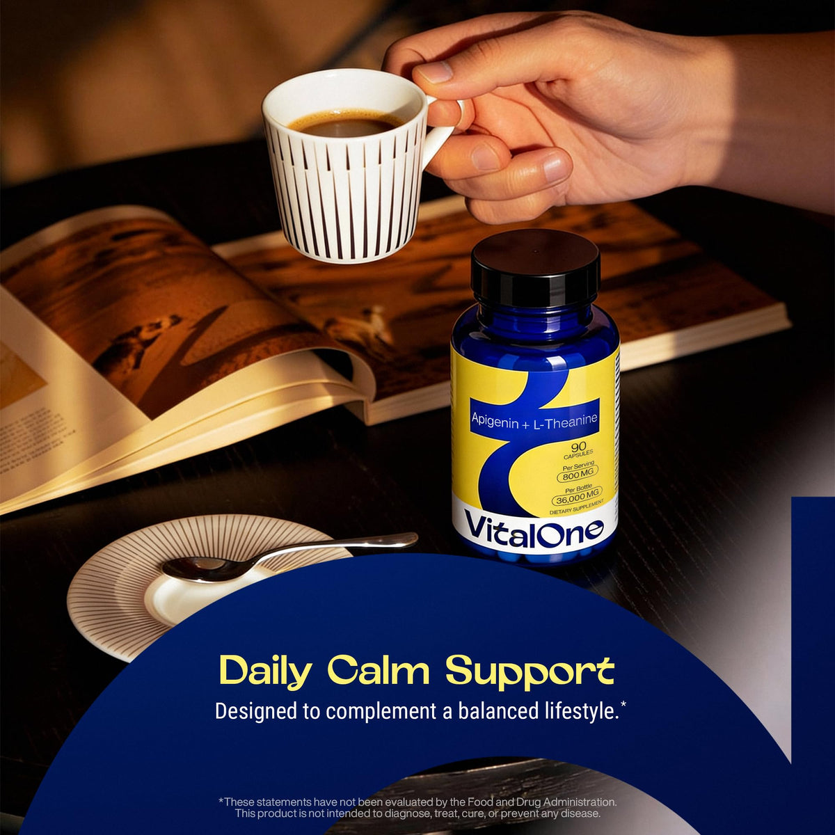 Étiquette de VitalOne Apigenin 200mg + L-Theanine 600mg