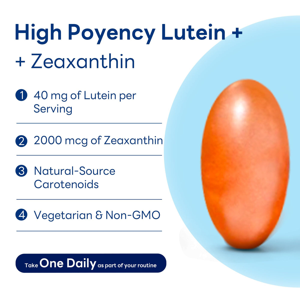 Étiquette de Vitamin World Luteine 40mg avec ingrédients