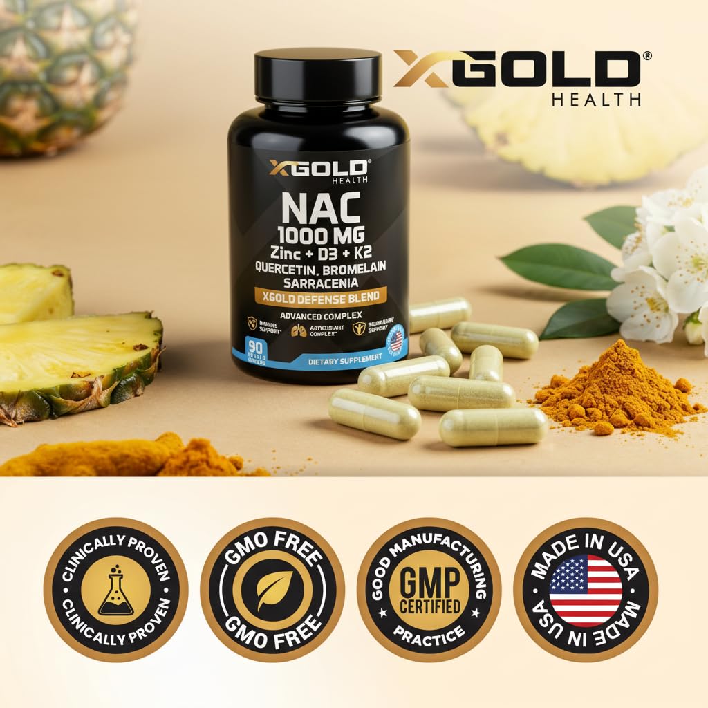 Étiquette de X Gold Health NAC 1000 mg avec dosage
