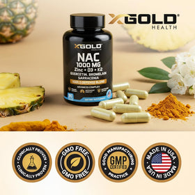Étiquette de X Gold Health NAC 1000 mg avec dosage