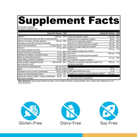 Étiquette de XYMOGEN ActivNutrients sans fer, détails des ingrédients