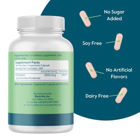 Étiquette des capsules BESTVITE Picolinate de Chrome 1000mcg